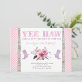 Cowgirl Party laden mit Stiefeln und Hufeisen ein Einladung (Stehend Vorderseite)