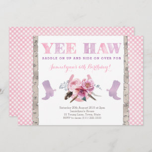 Cowgirl Party laden mit Stiefeln und Hufeisen ein Einladung