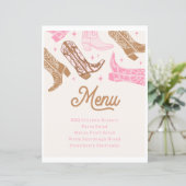 Cowgirl Party Menu Sign (Stehend Vorderseite)