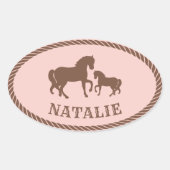 Cowgirl-Party | Pferd | PERSONALISIERT Ovaler Aufkleber (Vorderseite)