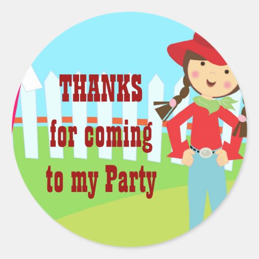 Cowgirl Party Sticker (Vorderseite)