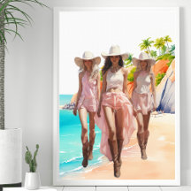 Cowgirl Pastal Pink Trio Tropical Island