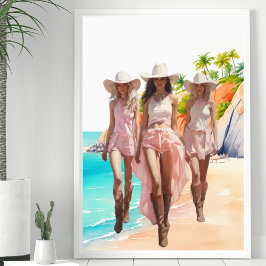 Cowgirl Pastal Pink Trio Tropical Island Poster