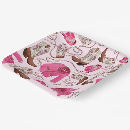 cowgirl pattern style pappteller (Gewinkelt)