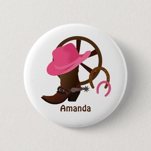 Cowgirl Personalisiert Button (Vorderseite)