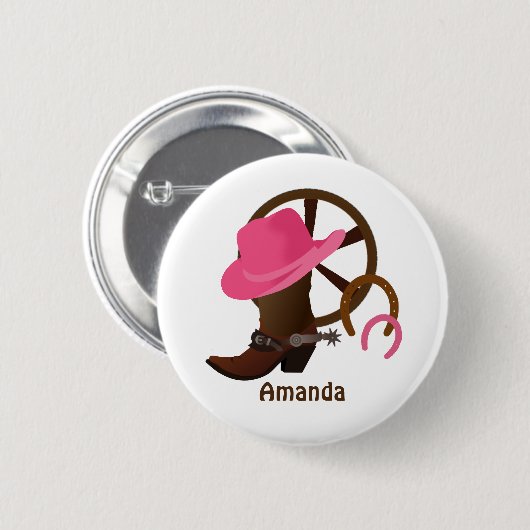 Cowgirl Personalisiert Button (Vorne & Hinten)