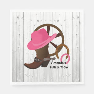 Cowgirl Personalisiert Geburtstagsparty Rustikal Serviette