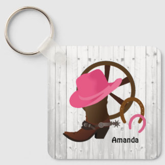 Cowgirl Personalisiert Rustikal Schlüsselanhänger