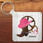 Cowgirl Personalisiert Rustikal Schlüsselanhänger (Vorderseite)