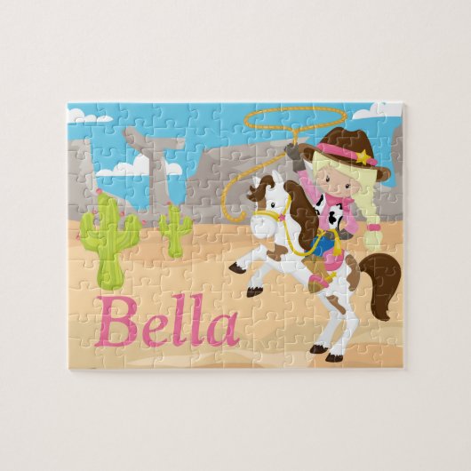 Cowgirl-personalisiertes Namenspuzzlespiel Puzzle (Horizontal)