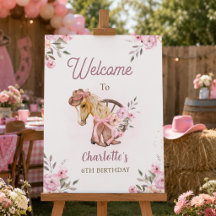 Cowgirl-Pferd-Blumen-Western-Geburtstags-Willkomme