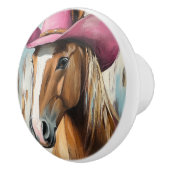 Cowgirl Pferd mit Pink Hat Keramik Knob Keramikknauf (Rechts)