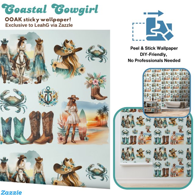 Cowgirl Pferde Anchors Surf Easy DIY Dekoration Tapete (Von Creator hochgeladen)