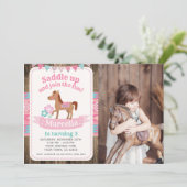 Cowgirl, Pferde Geburtstag Einladung mit Foto (Stehend Vorderseite)