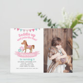 Cowgirl, Pferde Geburtstag Einladung mit Foto (Stehend Vorderseite)