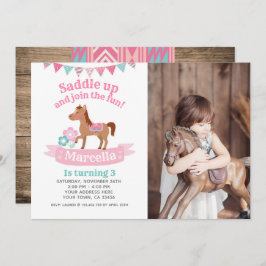 Cowgirl, Pferde Geburtstag Einladung mit Foto