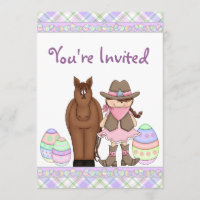 Cowgirl, Pferde und Ostereier Einladung zum Geburt