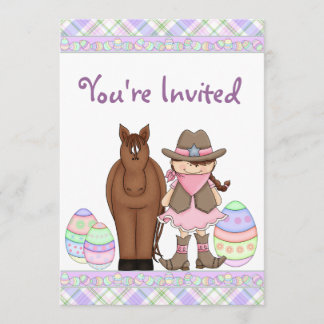 Cowgirl, Pferde und Ostereier Einladung zum Geburt