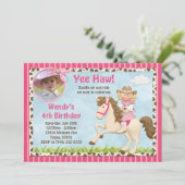 Cowgirl-Pferdegeburtstags-Party Einladung (Stehend Vorderseite)