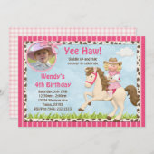 Cowgirl-Pferdegeburtstags-Party Einladung (Vorne/Hinten)