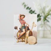 Cowgirl Pin-Up 2 Postkarte (Stehend Vorderseite)