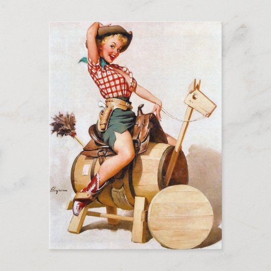 Cowgirl Pin-Up 2 Postkarte (Vorderseite)
