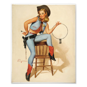 Cowgirl-Pin-up-Girl Fotodruck