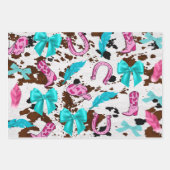 Cowgirl Pink & Aquamarin Coquette Wrapping Paper Geschenkpapier Set (Vorderseite 3)