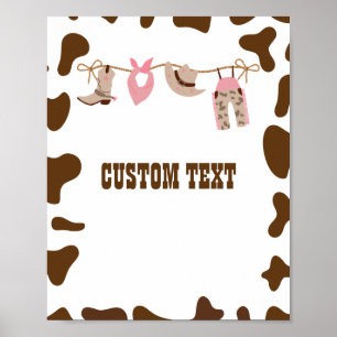 Cowgirl Pink Baby Shower Individuelles Schild