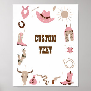 Cowgirl Pink Baby Shower Individuelles Schild