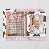 Cowgirl Pink Bandanna Western Thema Geburtstag Einladung (Vorne/Hinten)