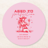 Cowgirl Pink Birthday Party Runder Pappuntersetzer (Vorderseite)