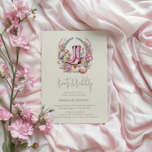 Cowgirl Pink Boots Brautparty Einladung