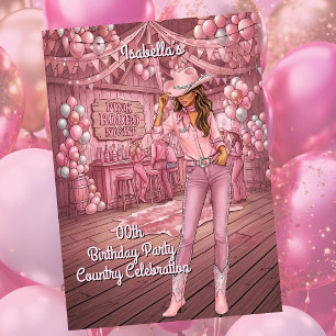 Cowgirl Pink Country Ranch Bar Geburtstagsfeier Einladung