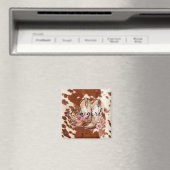 Cowgirl Pink Cream Brown Cowhide Blumenstiefel Magnet (In Situ (Geschirrspüler))