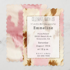 Cowgirl Pink Cream Brown Cowhide Einladung