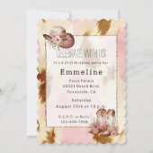 Cowgirl Pink Cream Brown Cowhide Hat Boots Einladung (Vorderseite)