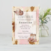 Cowgirl Pink Cream Brown Cowhide Hat Boots Einladung (Stehend Vorderseite)