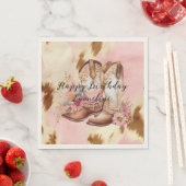 Cowgirl Pink Cream Brown Cowhide Hat & Boots Serviette (Beispiel)