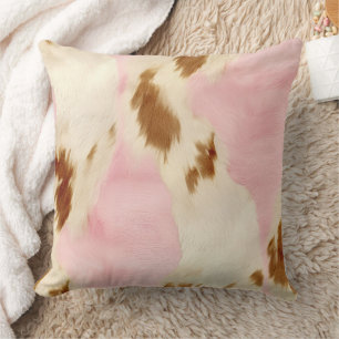Cowgirl Pink Cream Brown Cowhide Kissen