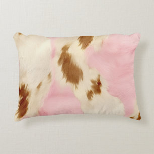 Cowgirl Pink Creme Braunes Rindleder  Dekokissen