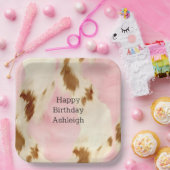 Cowgirl Pink Creme Brown Cowhide Geburtstag Pappteller (Party)