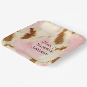 Cowgirl Pink Creme Brown Cowhide Geburtstag Pappteller (Gewinkelt)