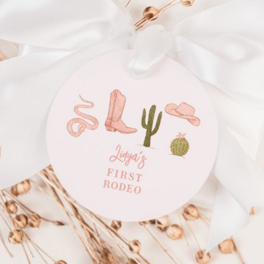 Cowgirl Pink Geburtstagsparty 1. Rodeo Geschenkanhänger