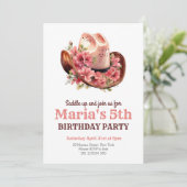 Cowgirl Pink Hat Rodeo Western Geburtstag Einladung (Stehend Vorderseite)