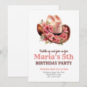 Cowgirl Pink Hat Rodeo Western Geburtstag Einladung (Vorne/Hinten)