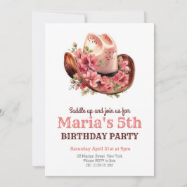 Cowgirl Pink Hat Rodeo Western Geburtstag Einladung