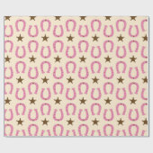 Cowgirl Pink Horseshoe Sheriff Star Country Texas Geschenkpapier (Flach)