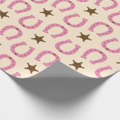 Cowgirl Pink Horseshoe Sheriff Star Country Texas Geschenkpapier (Ecke)