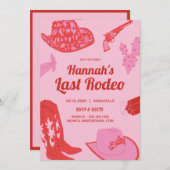 Cowgirl Pink Last Rodeo Bachelorette Einladung (Vorne/Hinten)